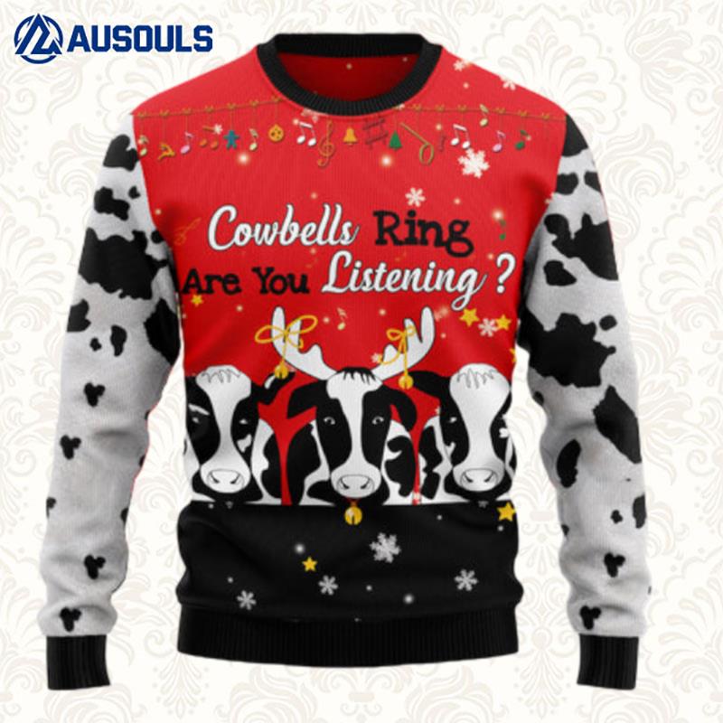 Cow Bell Rings Ugly Sweaters For Men Women Unisex