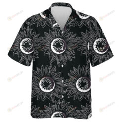 Creative Fall Season Theme With Sunflowers In The Dark Hawaiian Shirt