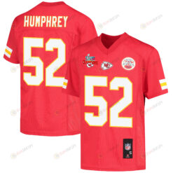 Creed Humphrey 52 Kansas City Chiefs Super Bowl LVII Champions 3 Stars Youth Jersey - Red