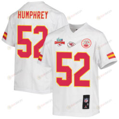 Creed Humphrey 52 Kansas City Chiefs Super Bowl LVII Champions 3 Stars Youth Jersey - White