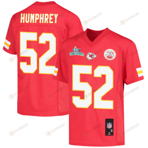 Creed Humphrey 52 Kansas City Chiefs Super Bowl LVII Champions Youth Jersey - Red