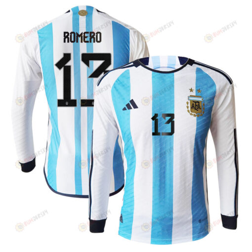 Cristian Romero 13 Argentina 2022-23 Home Men Long Sleeve Jersey National Team World Cup Qatar