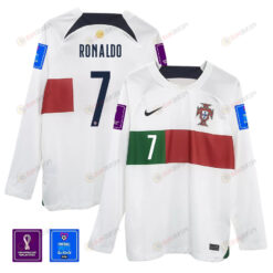 Cristiano Ronaldo 7 Portugal 2022-23 Away Men Long Sleeve Jersey National Team World Cup Qatar Patch