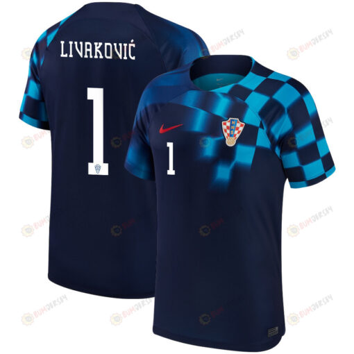 Croatia National Team 2022-23 Dominik Livakovi? 1 Away Men Jersey - Blue