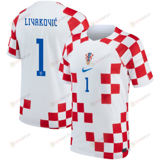 Croatia National Team 2022-23 Dominik Livakovi? 1 Home Men Jersey - White