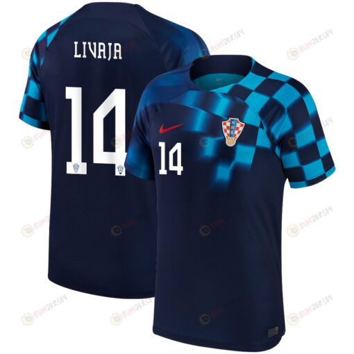 Croatia National Team 2022-23 Marko Livaja 14 Away Men Jersey - Blue