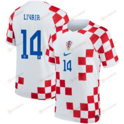 Croatia National Team 2022-23 Marko Livaja 14 Home Men Jersey - White