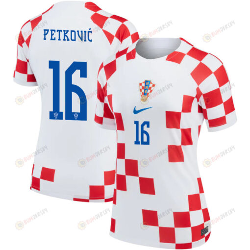 Croatia National Team 2022-23 Qatar World Cup Bruno Petkovi? 16 Women Jersey - Home