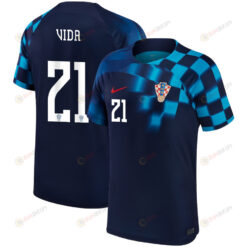 Croatia National Team 2022-23 Qatar World Cup Domagoj Vida 21 - Away Men Jersey