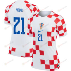 Croatia National Team 2022-23 Qatar World Cup Domagoj Vida 21 Women Jersey - Home