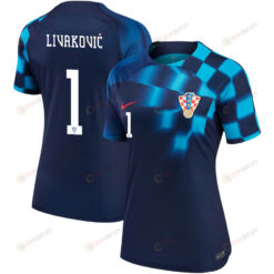 Croatia National Team 2022-23 Qatar World Cup Dominik Livakovi? 1 Away Women Jersey - Blue