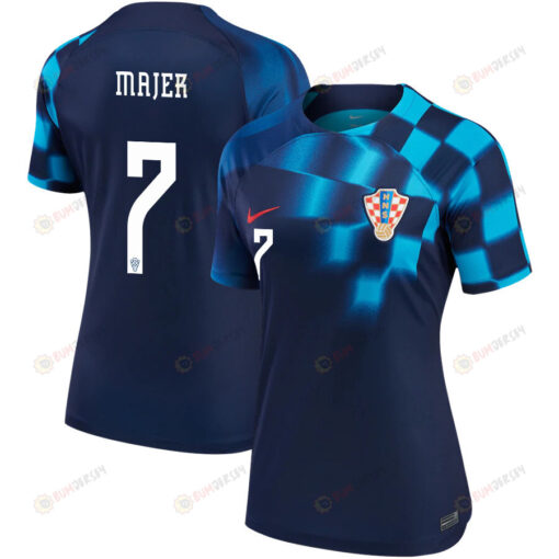 Croatia National Team 2022-23 Qatar World Cup Lovro Majer 7 Away Women Jersey - Blue