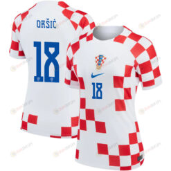 Croatia National Team 2022-23 Qatar World Cup Mislav Or?i? 18 Women Jersey - Home