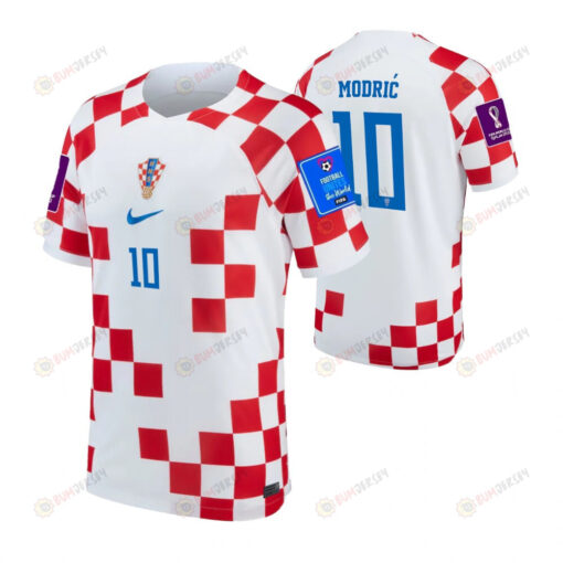 Croatia National Team 2022 Qatar World Cup Patch Luka Modric 10 Home Men Jersey