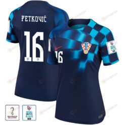 Croatia National Team Bruno Petkovi? 16 FIFA World Cup Qatar 2022 Patch - Away Women Jersey