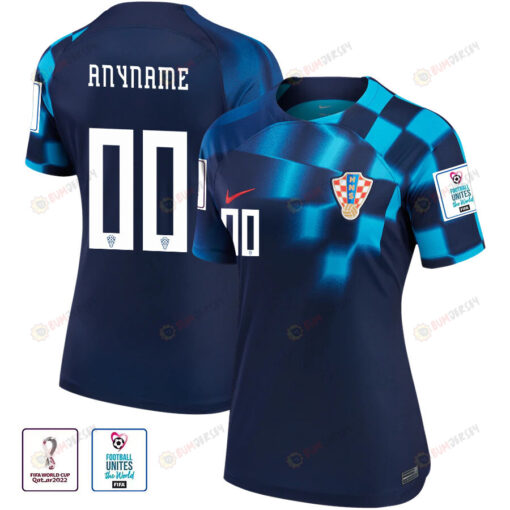 Croatia National Team Custom 00 FIFA World Cup Qatar 2022 Patch - Away Women Jersey