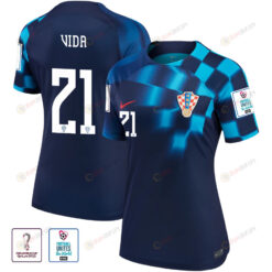 Croatia National Team Domagoj Vida 21 FIFA World Cup Qatar 2022 Patch - Away Women Jersey