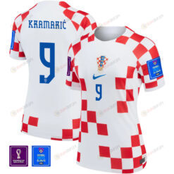 Croatia National Team FIFA World Cup Qatar 2022 Patch Andrej Kramari? 9 - Home Women Jersey