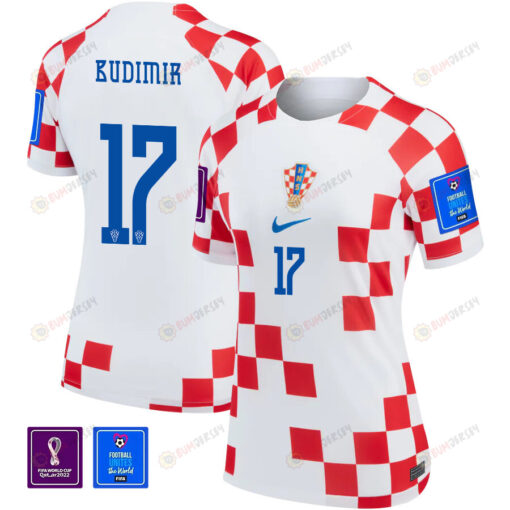 Croatia National Team FIFA World Cup Qatar 2022 Patch Ante Budimir 17 - Home Women Jersey