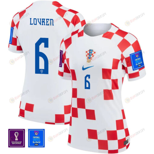 Croatia National Team FIFA World Cup Qatar 2022 Patch Dejan Lovren 6 - Home Women Jersey