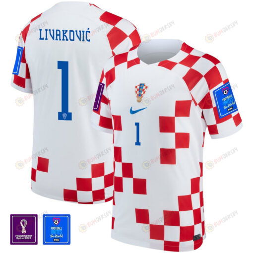 Croatia National Team FIFA World Cup Qatar 2022 Patch Dominik Livakovi? 1 Home Men Jersey