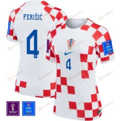 Croatia National Team FIFA World Cup Qatar 2022 Patch Ivan Peri?i? 4 - Home Women Jersey