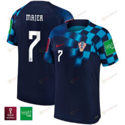 Croatia National Team FIFA World Cup Qatar 2022 Patch Lovro Majer 7 Away Jersey