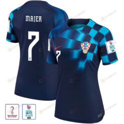 Croatia National Team FIFA World Cup Qatar 2022 Patch Lovro Majer 7 Away Women Jersey