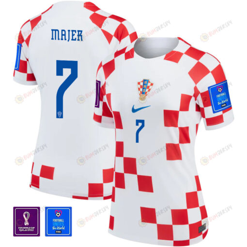 Croatia National Team FIFA World Cup Qatar 2022 Patch Lovro Majer 7 Home Women Jersey