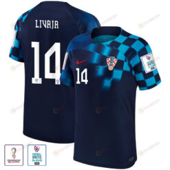 Croatia National Team FIFA World Cup Qatar 2022 Patch Marko Livaja 14 Away Men Jersey