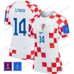 Croatia National Team FIFA World Cup Qatar 2022 Patch Marko Livaja 14 Home Women Jersey