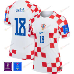 Croatia National Team FIFA World Cup Qatar 2022 Patch Mislav Or?i? 18 - Home Women Jersey