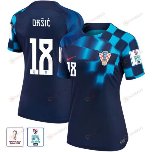 Croatia National Team Mislav Or?i? 18 FIFA World Cup Qatar 2022 Patch - Away Women Jersey