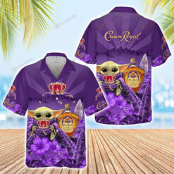 Crown Royal Baby Yoda Hawaiian Shirt In Purple Color