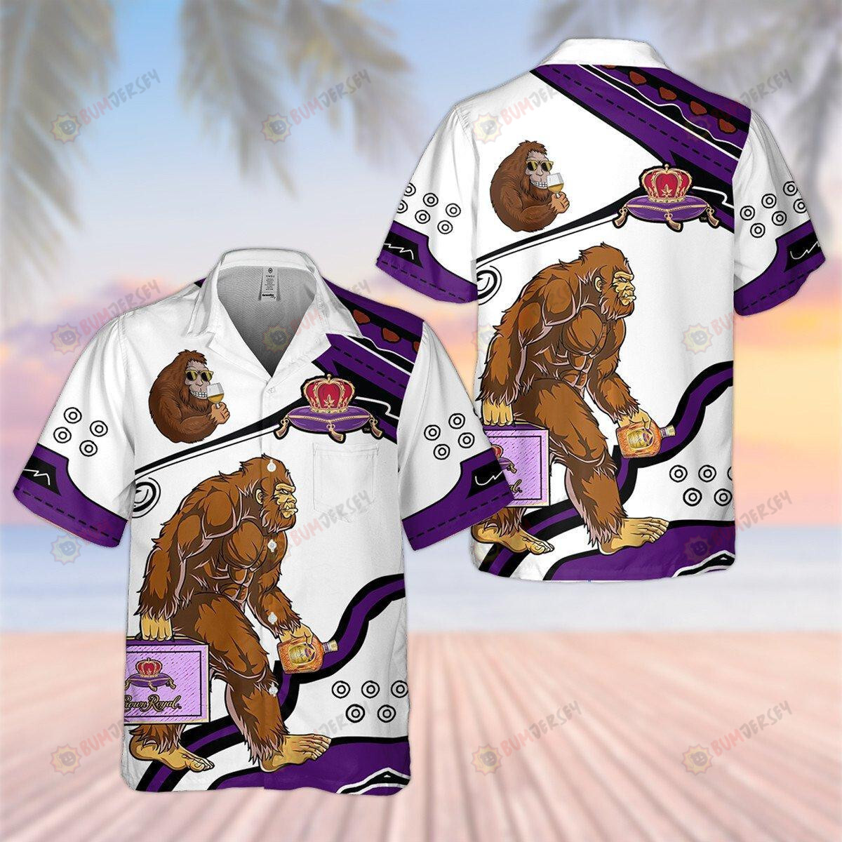 Crown Royal Bigfoot Hawaiian Shirt In White And Purple