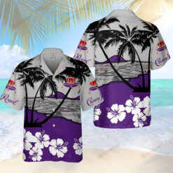 Crown Royal Flowers Palm Trees Hawaiian Shirt In Purple