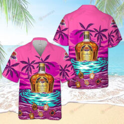 Crown Royal Palm Beach Hawaiian Shirt In Pink Color