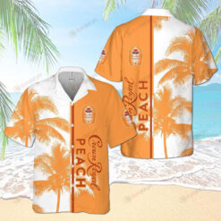 Crown Royal Peach Palm Hawaiian Shirt In Light Orange And White