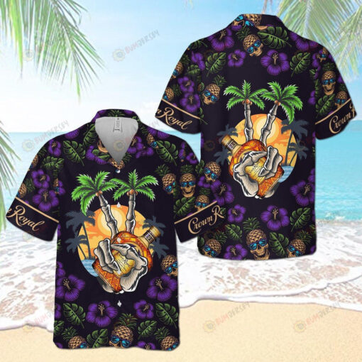 Crown Royal Pinapple Coconut Tree By Hand Hawaiian Shirt