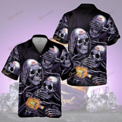 Crown Royal Skull Drunk Hawaiian Shirt In Black Color