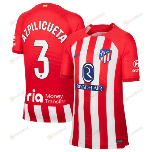 C?sar Azpilicueta 3 Atletico de Madrid 2023/24 Home Stadium YOUTH Jersey - Red