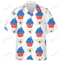 Cupcake And Herts With Stars Pattern Of 4th Of July Hawaiian Shirt