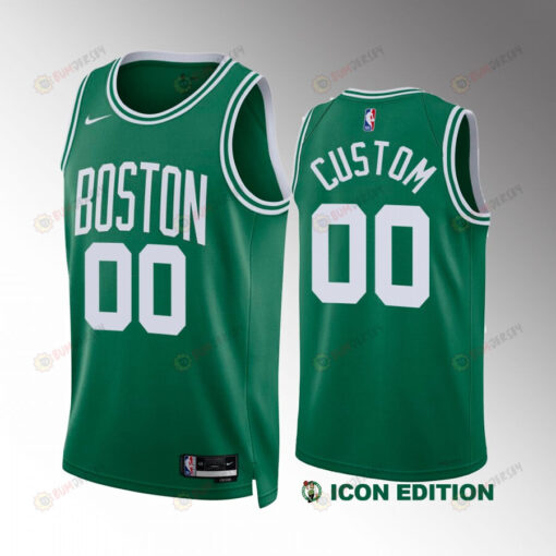 Custom 00 2022-23 Boston Celtics Green Icon Edition Jersey Swingman