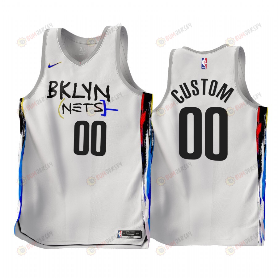 Custom 00 2022-23 Brooklyn Nets White City Edition Jersey