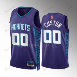 Custom 00 2022-23 Charlotte Hornets Purple Statement Edition Men Jersey Swingman