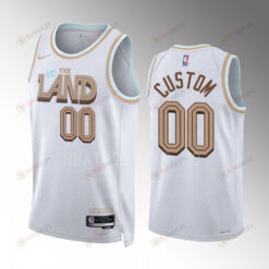 Custom 00 2022-23 Cleveland Cavaliers White City Edition Jersey Swingman