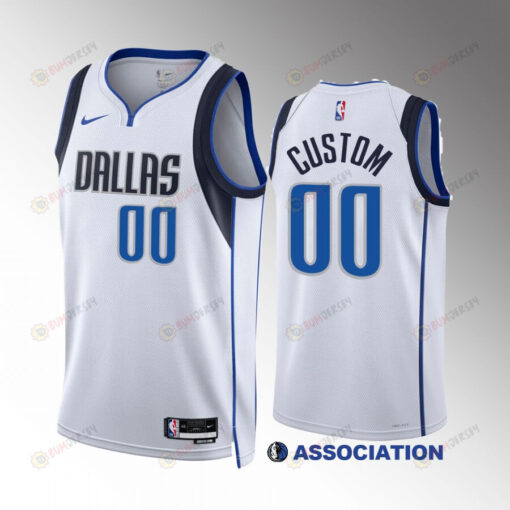 Custom 00 2022-23 Dallas Mavericks White Association Edition Jersey Swingman