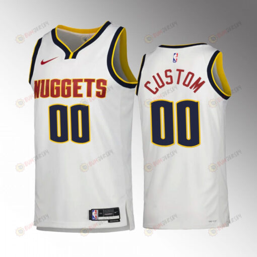 Custom 00 2022-23 Denver Nuggets White Association Edition Jersey Swingman