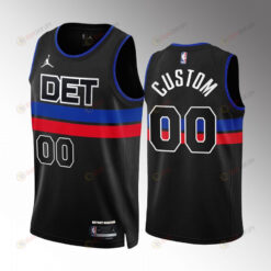 Custom 00 2022-23 Detroit Pistons Black Statement Edition Jersey Swingman