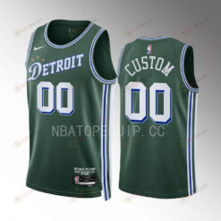 Custom 00 2022-23 Detroit Pistons Green City Edition Jersey Swingman